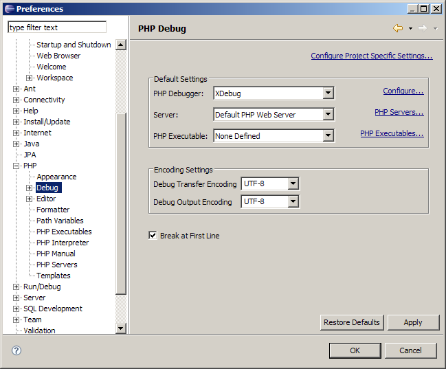 Configurar Xdebug como PHP debugger en Eclipse PDT