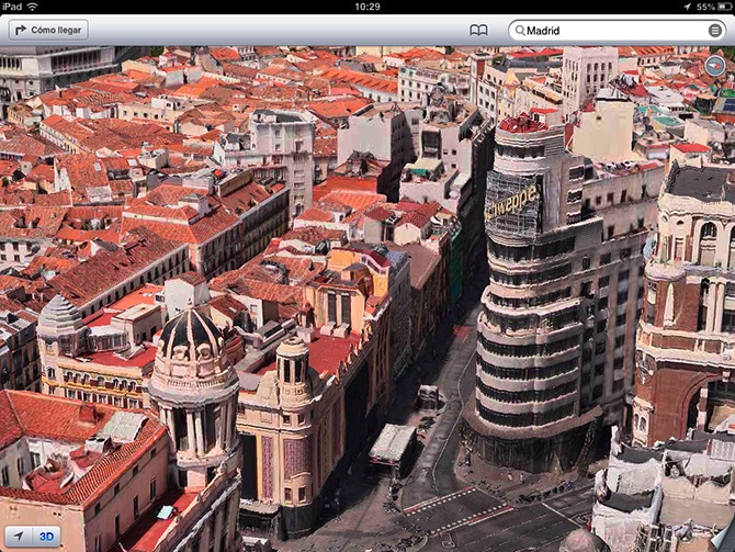 Vista la gran via de Madrid en 3D