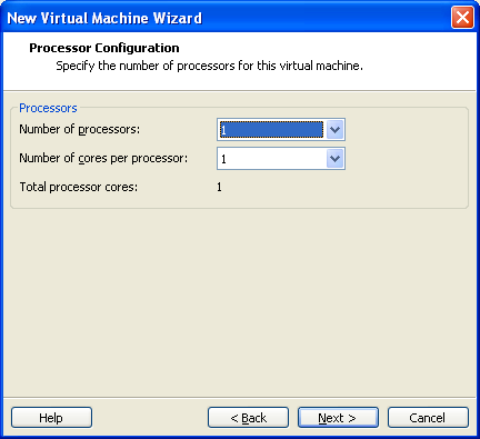 Número de procesadores de la máquina virtual