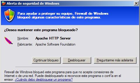 Abrir cortafuegos de Windows para Apache HTTP Server