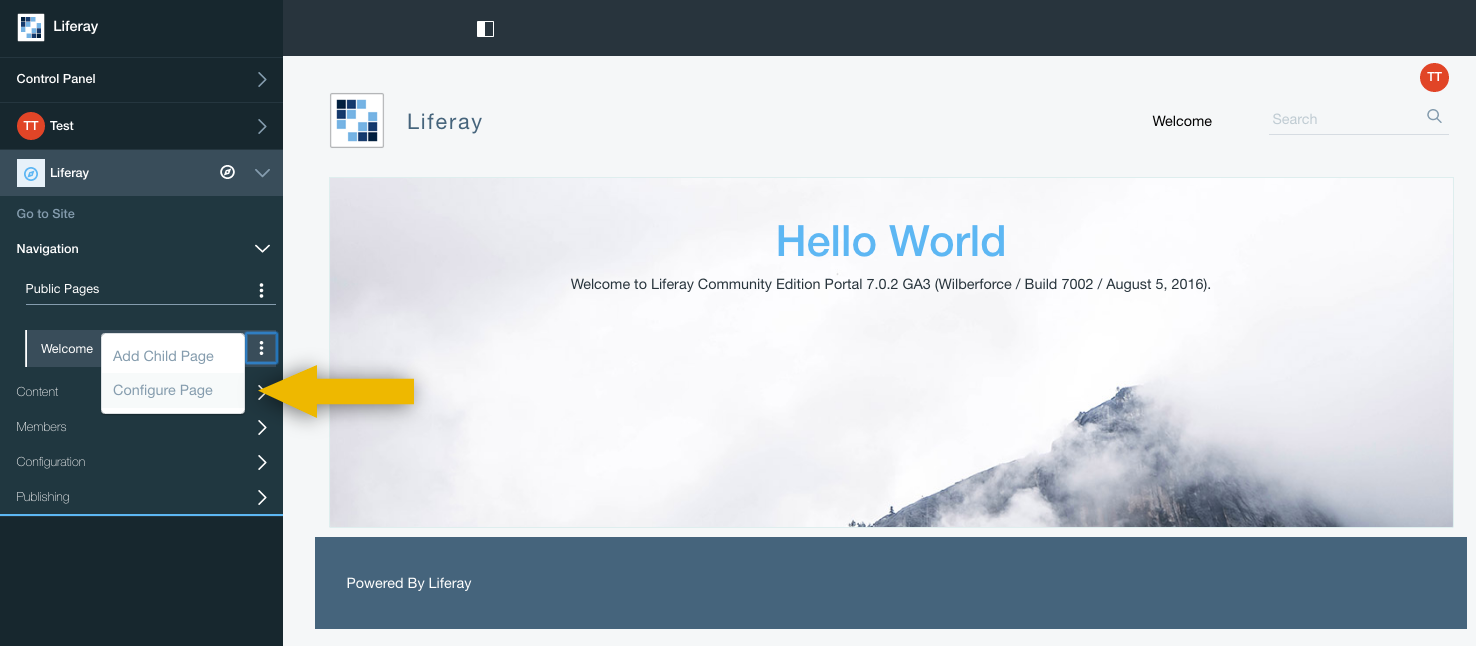 Liferay - Configurar página