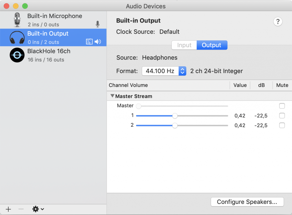 Captura de pantalla "Interfaz Audio MIDI Setup"