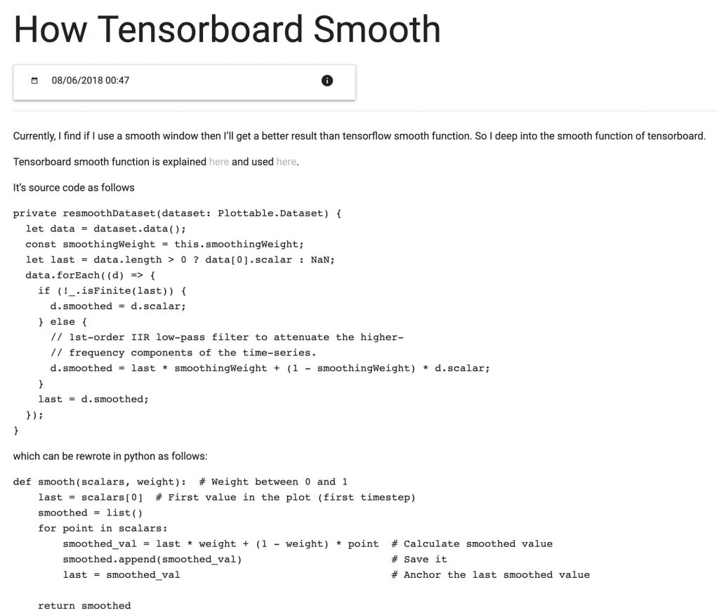 How Tensorboard Smooth