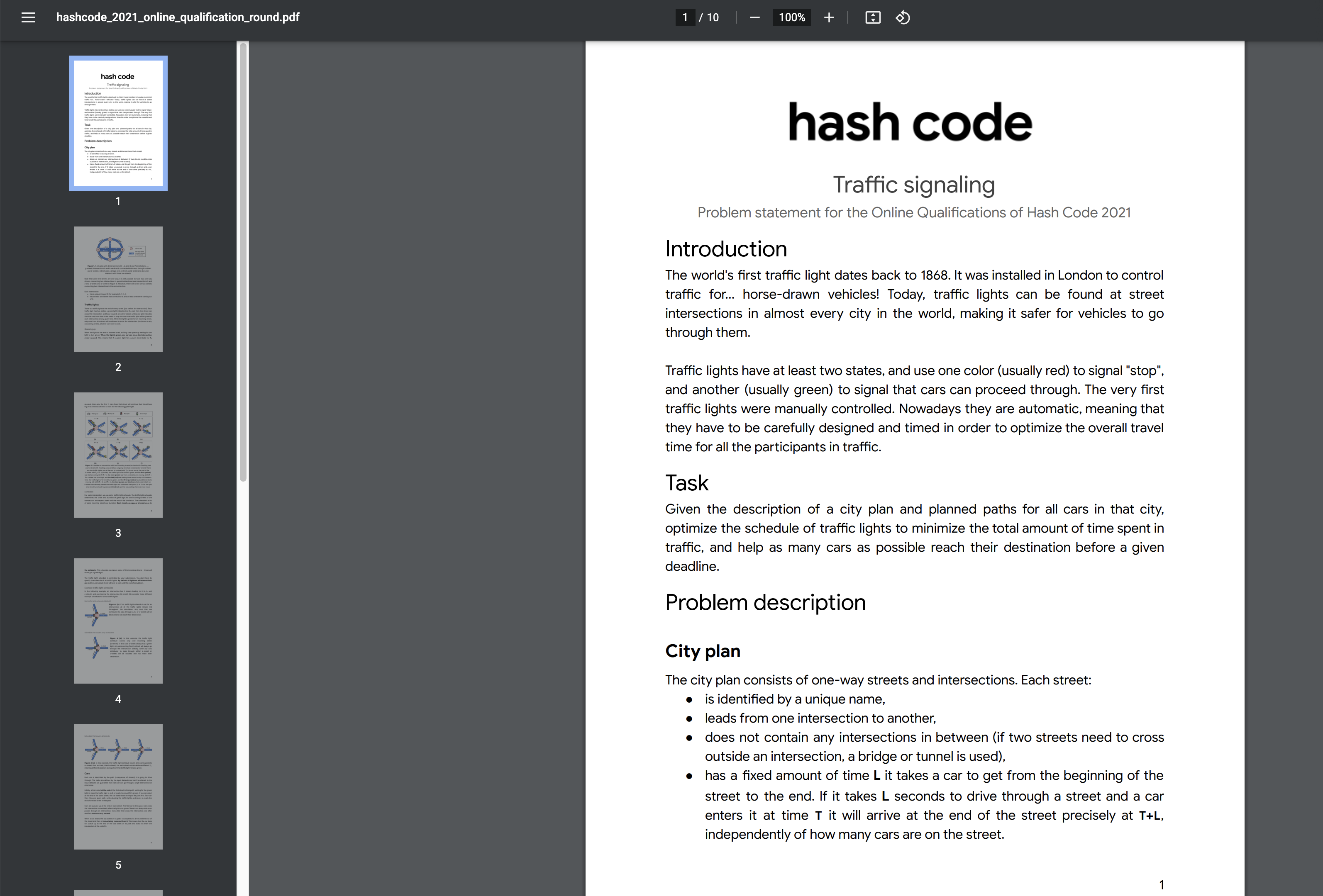 Edición pasada del Hash Code