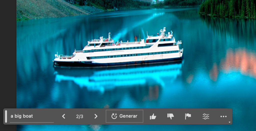 un barco generado por la herramienta de IA de Photoshop