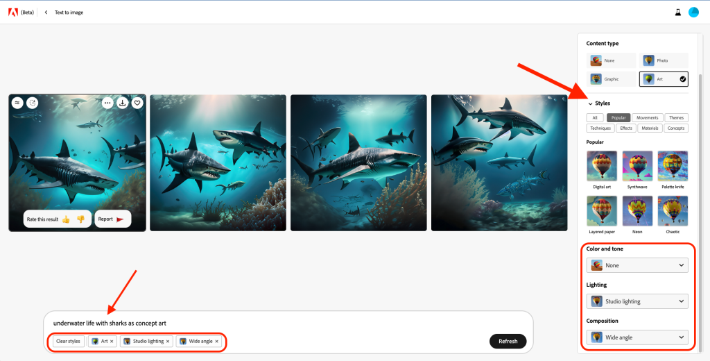 Fotos generadas por la herramienta de tiburones