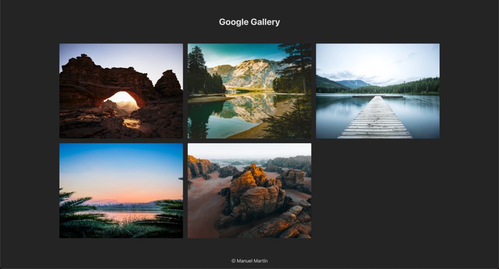Imagen de página web con fotos de paisajes