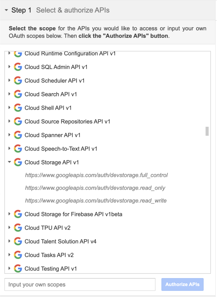 Imagen de las APIs del Playground de Google