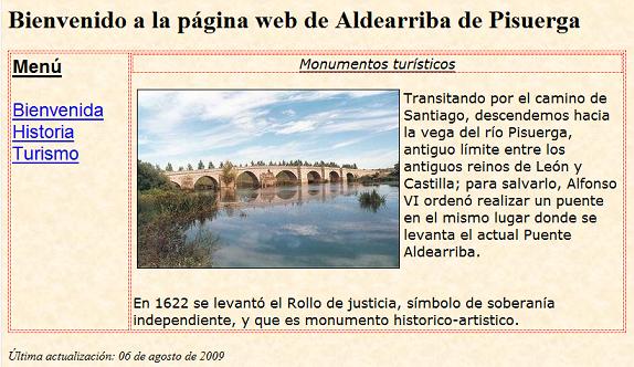 Pagina web de turismo con foto del puente