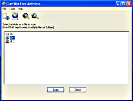 Interfaz del antivirus ClamWin Free Antivirus 0.92