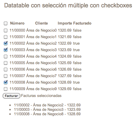 dataTable multiple selection