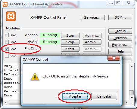 Activar Filezilla con XAMPP Control Panel