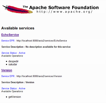Web service EchoService activo