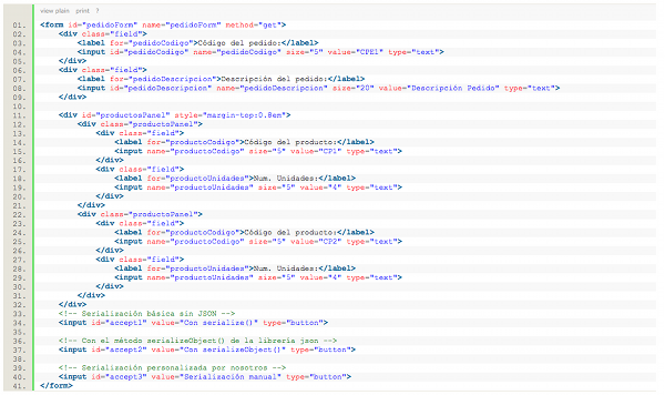 Captura de HTML del formulario