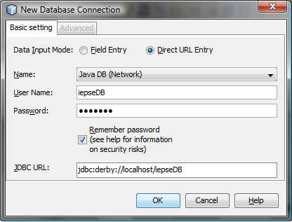 Datos de conexion a la base de datos de iepseDB