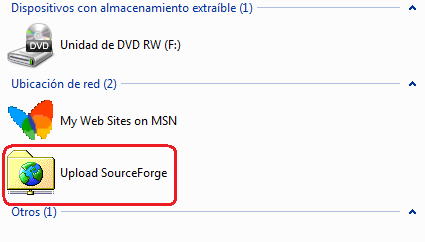 Carpeta de SourceForge montado en nuestro sistema